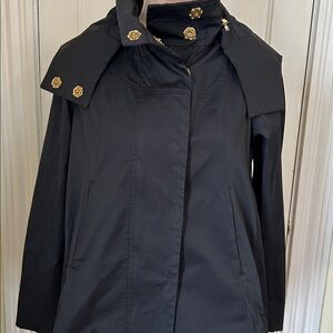 Ciao Milano Black Cape rain jacket with Gold Buttons